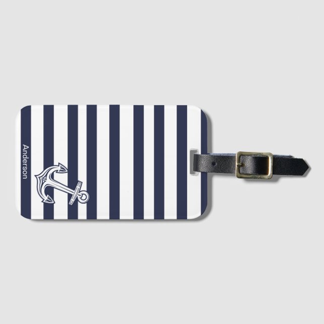 Anpassningsbar Nautical Anchor Bathroom Navy Blue  Bagagebricka (Framsida horisontal)