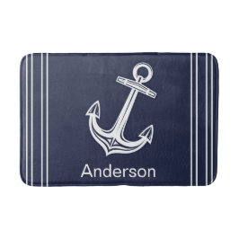 Anpassningsbar Nautical Anchor Bathroom Ocean Navy Badrumsmatta