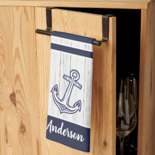 Anpassningsbar Nautical Anchor Bathroom Ocean Navy Kökshandduk