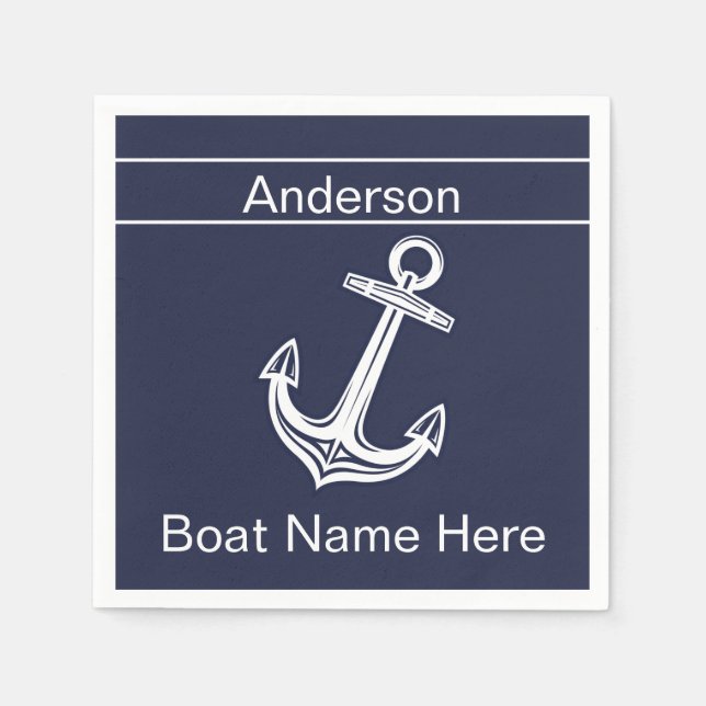 Anpassningsbar Nautical Anchor Bathroom Ocean Navy Pappersservett (Framsidan)