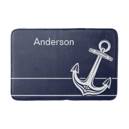 Anpassningsbar Nautical Anchor Batroom Ocean Navy Badrumsmatta