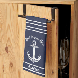 Anpassningsbar Nautical Anchor Batroom Ocean Navy Kökshandduk