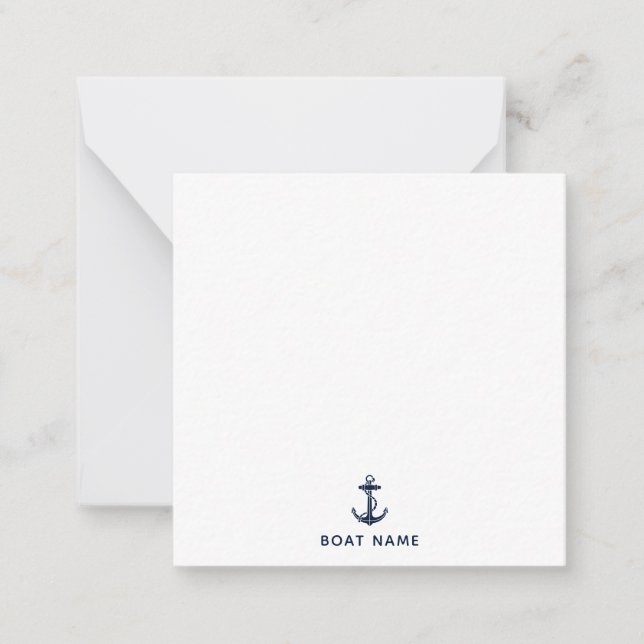 Anpassningsbar Nautical Anchor Boat Namn Anteckningskort (Framsida)