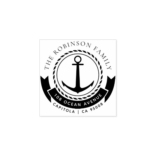 Anpassningsbar Nautical Anchor Family Namn Returad Stämpel (Tryck)