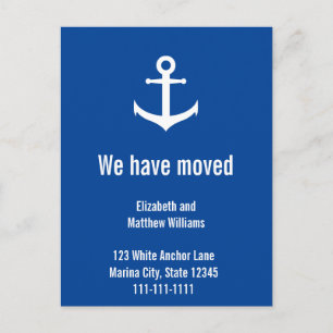 Anpassningsbar Nautical Blue and White Flytta Noti Vykort