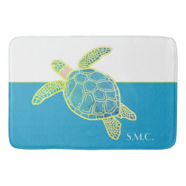 Anpassningsbar Nautical Coastal Sea Turtle Blue Badrumsmatta