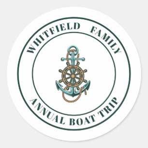 Anpassningsbar Nautical Family Yacht Sailing Runt Klistermärke