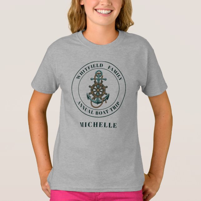 Anpassningsbar Nautical Family Yacht Summer Vacati T Shirt (Framsida)