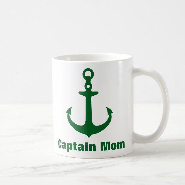 Anpassningsbar Nautical Forest Grönt Anchor Mugg (Höger)