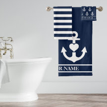 Anpassningsbar Nautical Heart Anchor Navy White Ra