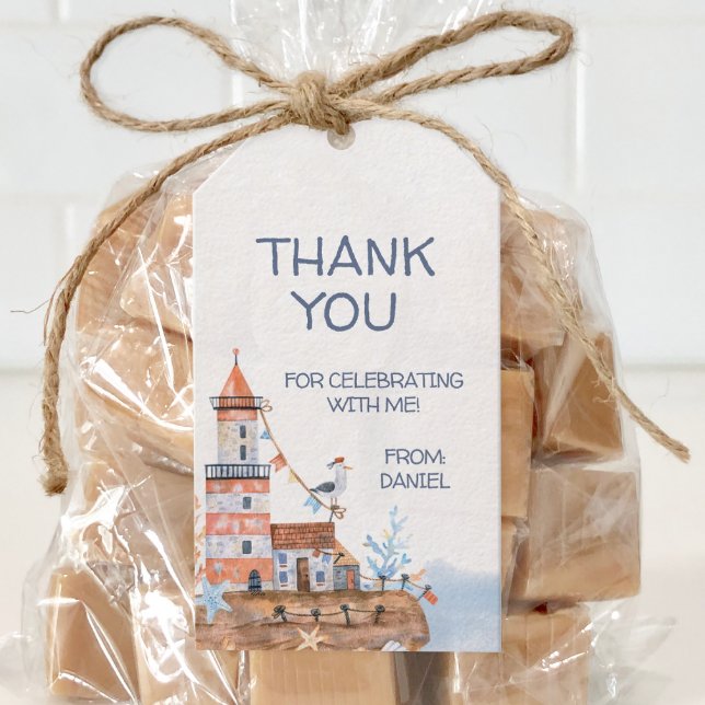 Anpassningsbar Nautical Lighthouse Presentetikett (Personalized nautical themed party favor tags)