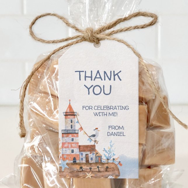 Anpassningsbar Nautical Lighthouse Presentetikett (Personalized nautical themed part favor tags)