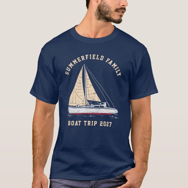 Anpassningsbar Nautical Matching Family Boat Resa T Shirt (Framsida)