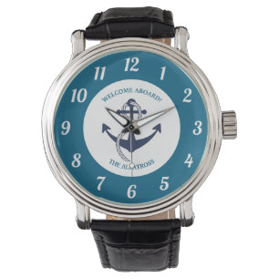 Anpassningsbar Nautical Mönster Boat Anchor Armbandsur