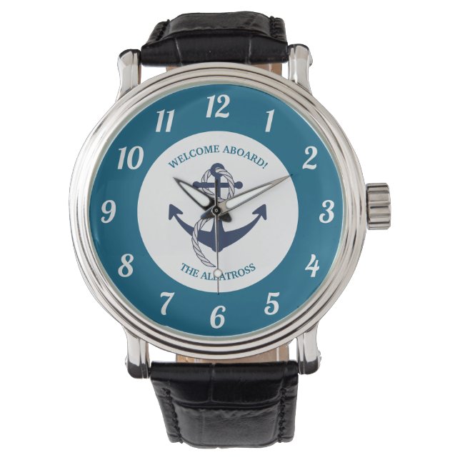 Anpassningsbar Nautical Mönster Boat Anchor Armbandsur (Framsida)
