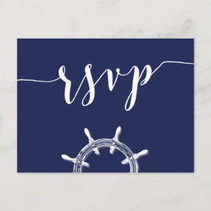Anpassningsbar Nautical Navy Blue Bröllop OSA Post Inbjudan Vykort