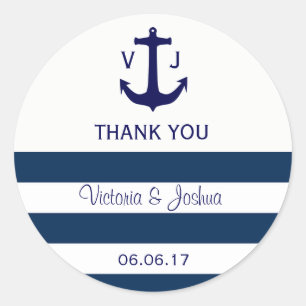 Anpassningsbar Nautical Navy Blue Rand Anchor Bröl Runt Klistermärke
