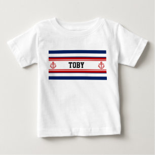 Anpassningsbar Nautical Navy White Rand Tröja