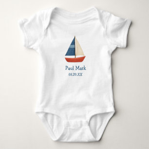 Anpassningsbar Nautical Sailboat Baby Bodykostym T Shirt