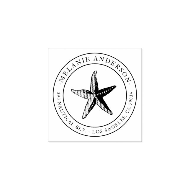 Anpassningsbar Nautical Starfish Namn Returadress Stämpel (Tryck)