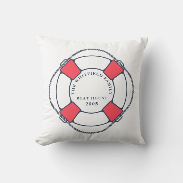 Anpassningsbar Nautical Swimming Ring Boat House Kudde (Framsida)