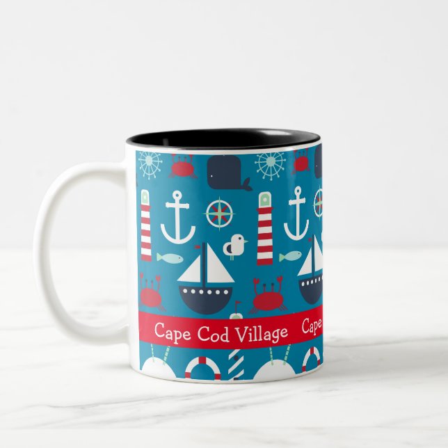Anpassningsbar Nautical Symbols Souvenir Coffee Mu Två-Tonad Mugg (Vänster)