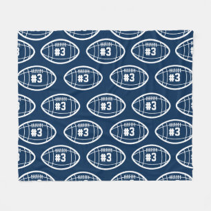 Anpassningsbar Navy Blue and White FootBall Mönste Fleecefilt