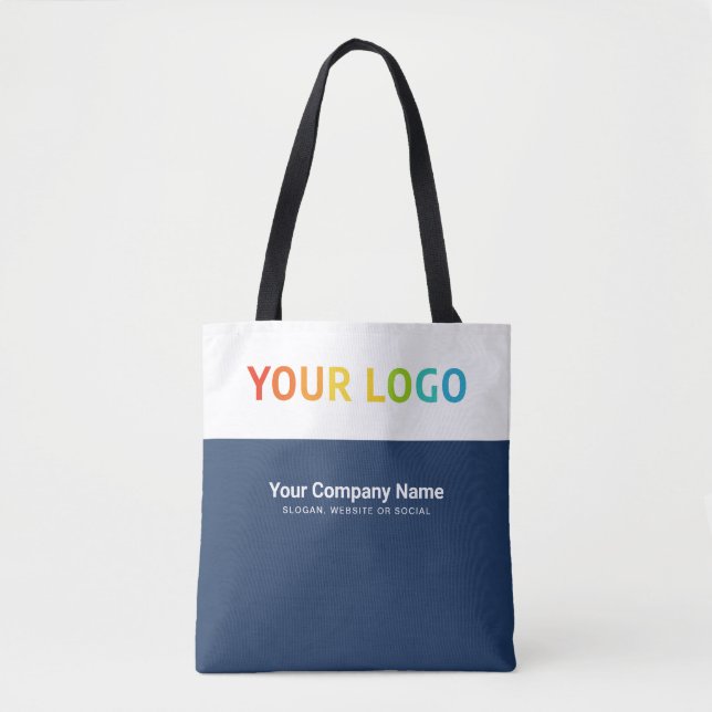 Anpassningsbar Navy Blue Business Logotyp, Employe Tygkasse (Framsida)