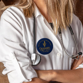 Anpassningsbar Navy Blue Guld Veterinary School St Knapp