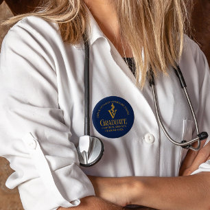 Anpassningsbar Navy Blue Guld Veterinary School St Knapp