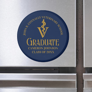 Anpassningsbar Navy Blue Guld Veterinary School St Magnet