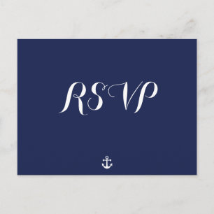 Anpassningsbar Navy Blue Nautical Bröllop OSA Post Inbjudan Vykort