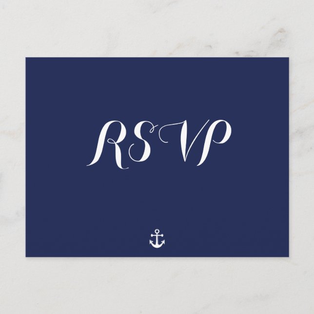 Anpassningsbar Navy Blue Nautical Bröllop OSA Post Inbjudan Vykort (Framsida)