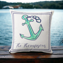 Anpassningsbar Navy Grönt Anchor Nautical Boat Coa