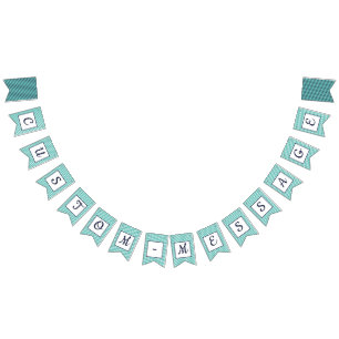 Anpassningsbar Navy & Teal Stripe Preppy Bunting Vimplar