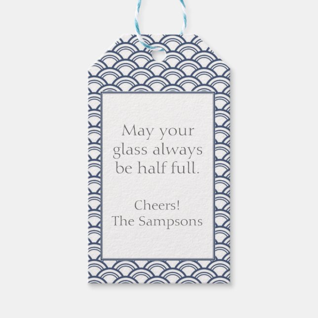 Anpassningsbar Navy Vin Märkres S/10 Presentetikett (Framsidan)