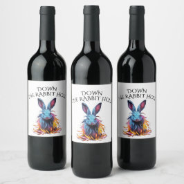 Anpassningsbar nedströms kaninen Hål Blue Bunny Vinflaska Etikett