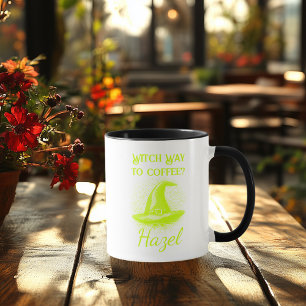 Anpassningsbar Neon Halloween - Lime Häxa Hatt Mugg
