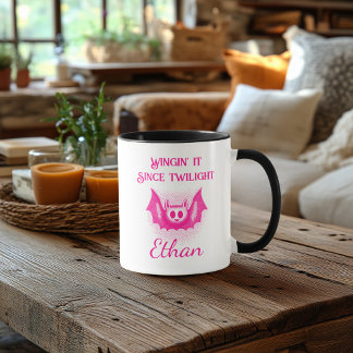 Anpassningsbar Neon Halloween-mugg - Rosa fladderm Mugg
