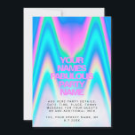 Anpassningsbar Neon Holograf Iridescent Y2K Party Inbjudningar<br><div class="desc">Anpassningsbar Neon HoloGraphics Iridescent Y2K universalinbjudningskort med ögonlockande abstrakt med stark förångningsbakgrund och personlig och party namn. Perfekt för födelsedagsinbjudningar,  inbjudningar till babydusch,  quinceanera,  söta 16-parters inbjudningar och alla färgstarka party.</div>
