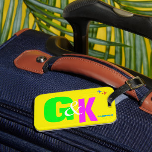 anpassningsbar neon Initialer Monogram Bagagebricka