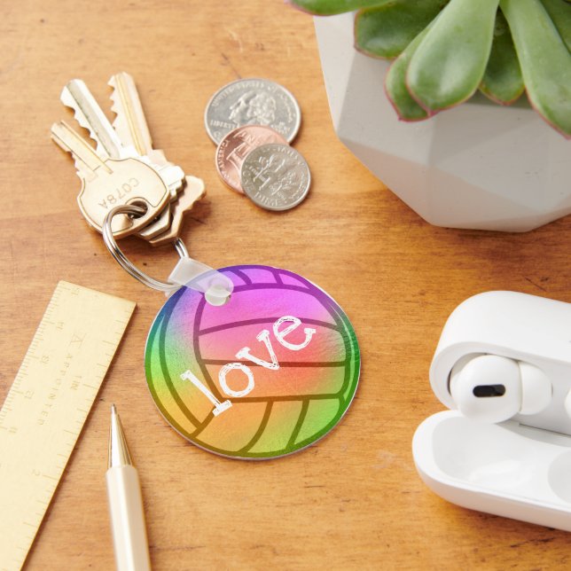 Anpassningsbar Neon Rainbow Volleyball Nyckelring (Skrivbord)