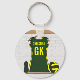 Anpassningsbar Netball enhetlig Grönt med Gult Nyckelring