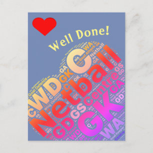 Anpassningsbar Netball Typography Heart Design Vykort