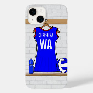Anpassningsbar Netball Uniform Blue med rött och v