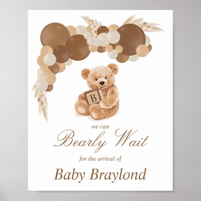 Anpassningsbar Neutral Brun Pampas Teddybjörn Skyl Poster (Framsidan)