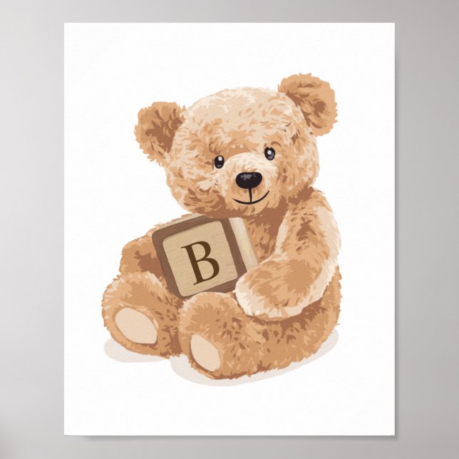 Anpassningsbar Neutral Teddybjörn med Block Poster (Framsidan)