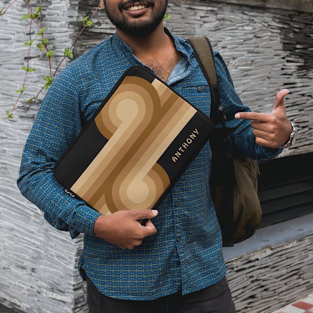 Anpassningsbar Neutralt Brown Beige Tan Retro Art  Laptop Fodral (Skapare uppladdad)