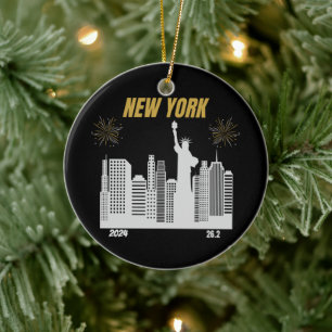 Anpassningsbar New York 2024 Marathon Springer Gif Julgransprydnad Keramik