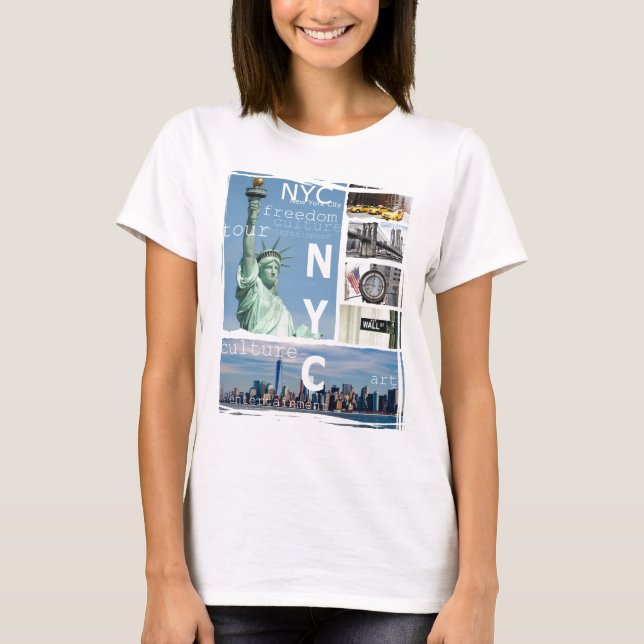 Anpassningsbar New York City Manhattan Nyc Liberty T Shirt (Framsida)